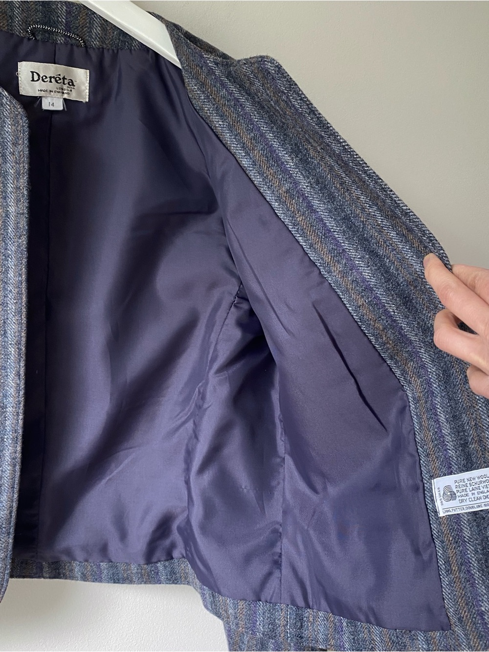Vintage 100%wool open front striped blazer - Picture 11 of 14